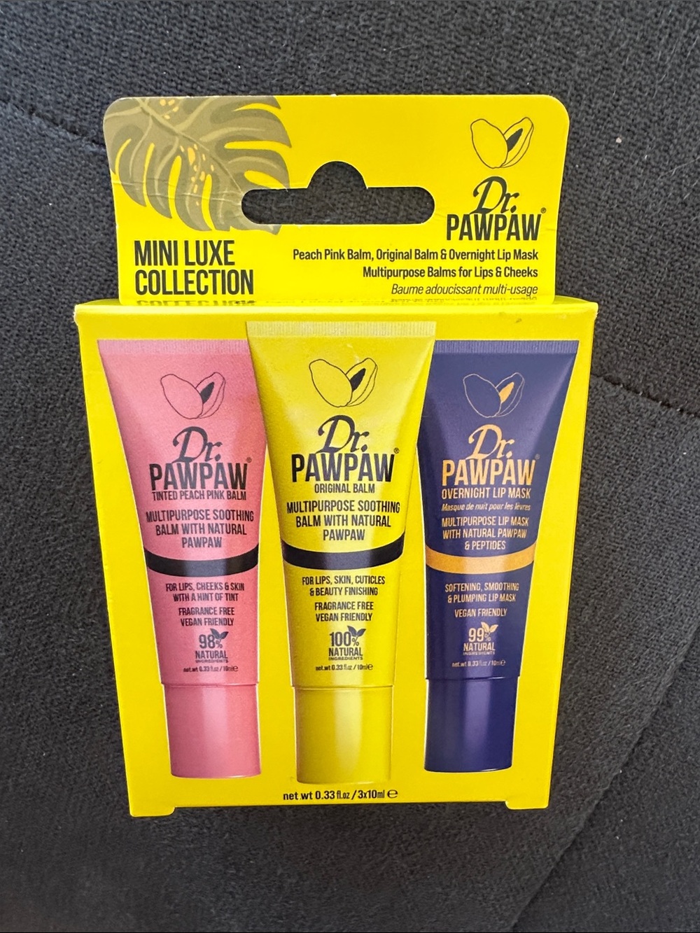 BNIB Dr PAWPAW Mini Luxe Collection Lip Mask Set - peach, original, overnight